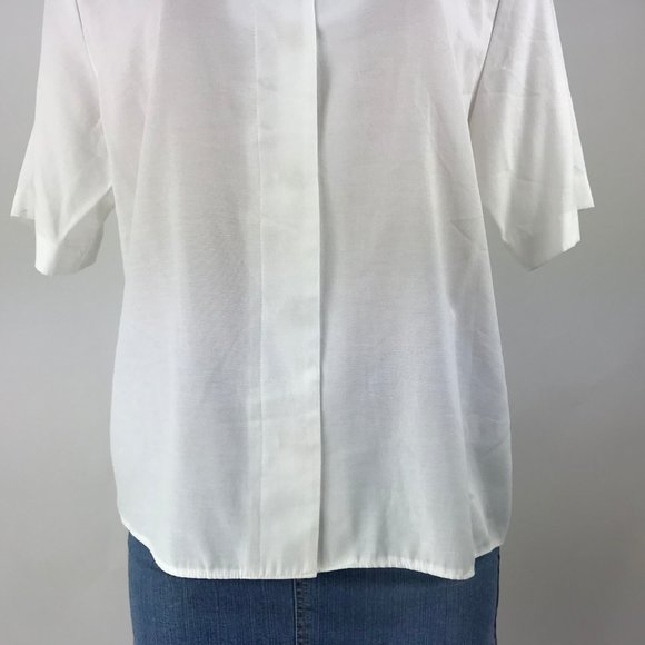 Jo Hardin Women's Top Size 16 White Blue Button Up - Picture 3 of 8